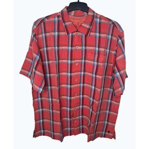Tommy Bahama Men's Red Plaid Short-Sleeve Button-Up Shirt XL